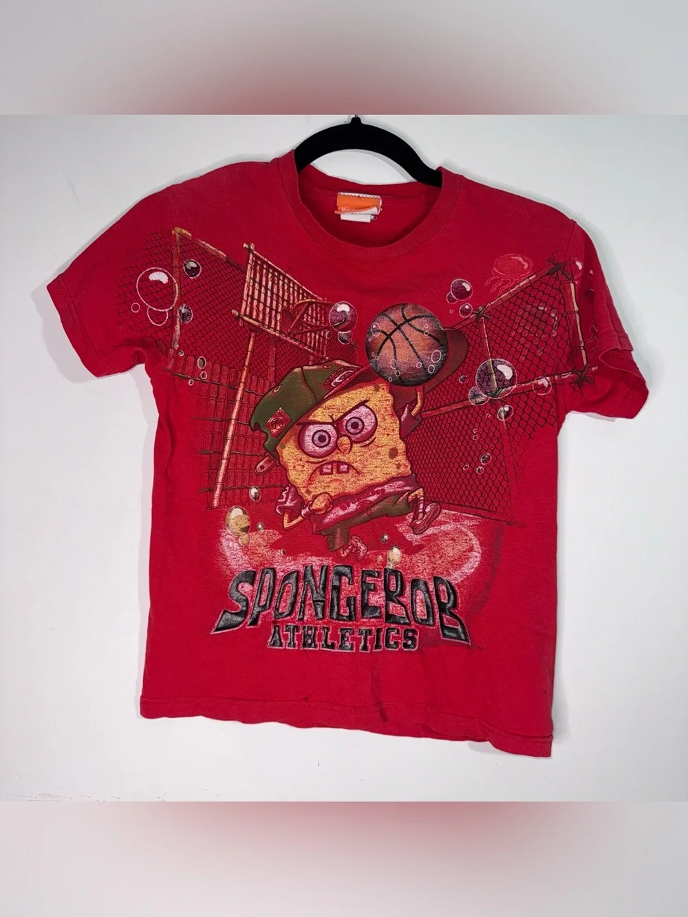 Vintage 2002 SpongeBob Athletics Graphic T Shirt Nickelodeon Freeze Youth M